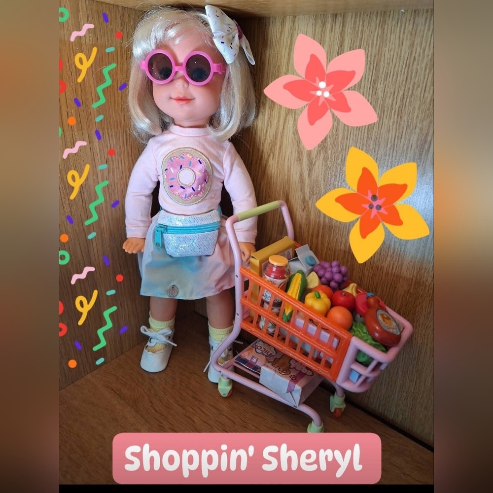 1970's Vintage Shoppin' Sheryl Doll With Shopping Cart and Accessories